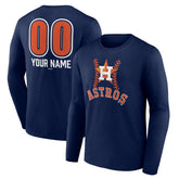 Houston Astros Personalized Name & Number Fastball Long Sleeve T-Shirt Navy