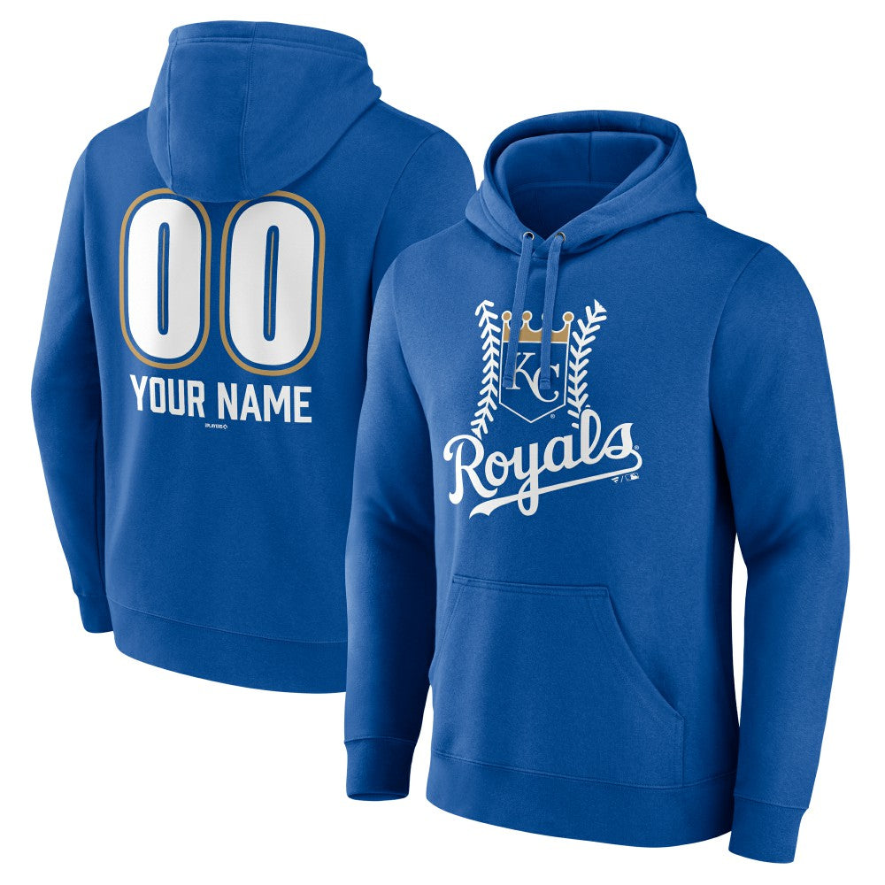 Kansas City Royals Personalized Name & Number Fastball Pullover Hoodie Royal