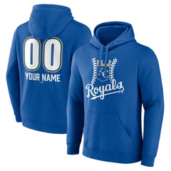 Kansas City Royals Personalized Name & Number Fastball Pullover Hoodie Royal