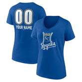 Kansas City Royals Women's Personalized Name & Number Fastball V-Neck T-Shirt Royal
