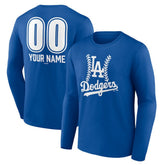 Los Angeles Dodgers Personalized Name & Number Fastball Long Sleeve T-Shirt Royal
