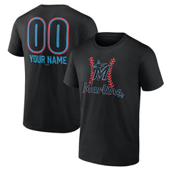 Miami Marlins Personalized Name & Number Fastball T-Shirt Black