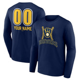 Milwaukee Brewers Personalized Name & Number Fastball Long Sleeve T-Shirt Navy