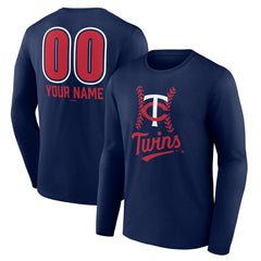 Minnesota Twins Personalized Name & Number Fastball Long Sleeve T-Shirt Navy