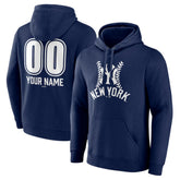 New York Yankees Personalized Name & Number Fastball Pullover Hoodie Navy