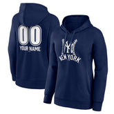 New York Yankees Women's Personalized Name & Number Fastball Pullover Hoodie Navy
