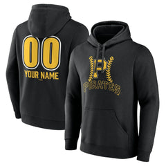 Pittsburgh Pirates Personalized Name & Number Fastball Pullover Hoodie Black
