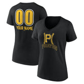 Pittsburgh Pirates Women's Personalized Name & Number Fastball V-Neck T-Shirt Black