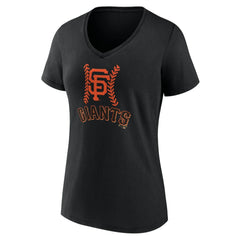 San Francisco Giants Women's Personalized Name & Number Fastball V-Neck T-Shirt Black