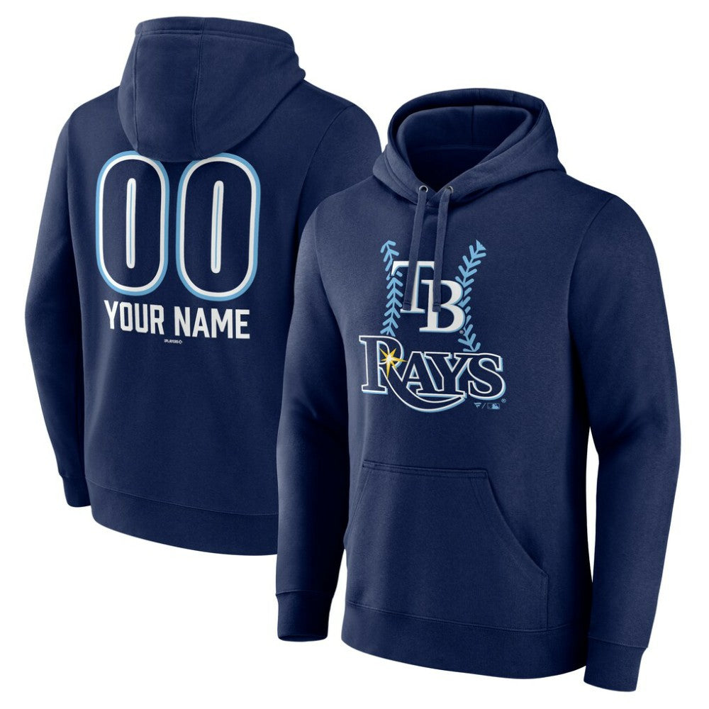 Tampa Bay Rays Personalized Name & Number Fastball Pullover Hoodie Navy