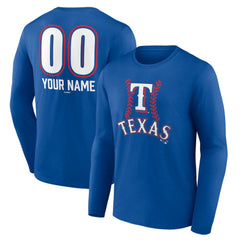 Texas Rangers Personalized Name & Number Fastball Long Sleeve T-Shirt Royal