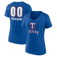 Texas Rangers Women's Personalized Name & Number Fastball V-Neck T-Shirt Royal