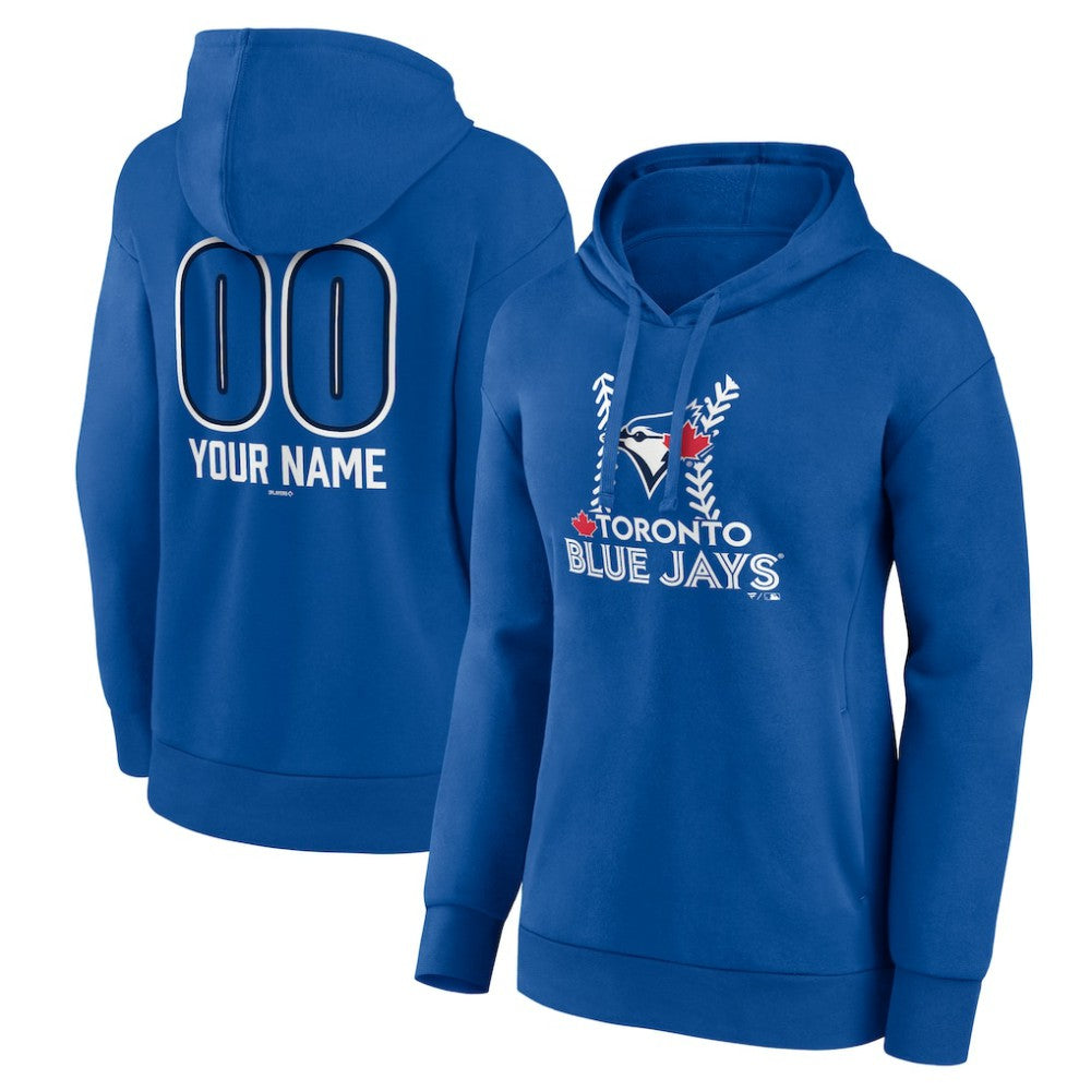 Toronto Blue Jays Women's Personalized Name & Number Fastball Pullover Hoodie Royal