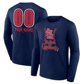 St. Louis Cardinals Personalized Name & Number Fastball Long Sleeve T-Shirt Navy