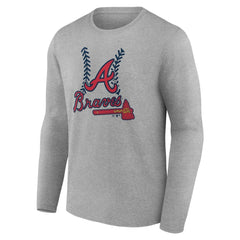 Atlanta Braves Personalized Name & Number Fastball Long Sleeve T-Shirt Gray