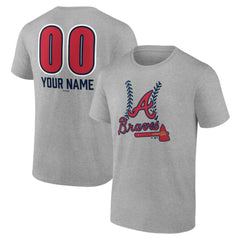 Atlanta Braves Personalized Name & Number Fastball T-Shirt Heather Gray