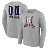 Houston Astros Personalized Name & Number Fastball Long Sleeve T-Shirt Gray