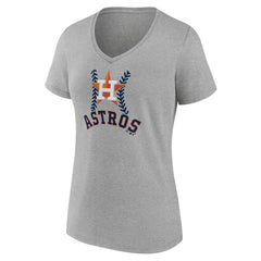 Houston Astros Women's Personalized Name & Number Fastball V-Neck T-Shirt Gray