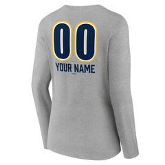 Milwaukee Brewers Women's Personalized Name & Number Fastball Long Sleeve V-Neck T-Shirt Gray