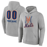 New York Mets Personalized Name & Number Fastball Pullover Hoodie Gray