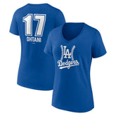 Shohei Ohtani Los Angeles Dodgers Women's Fastball Player Name & Number V-Neck T-Shirt Royal