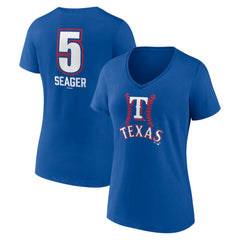 Corey Seager Texas Rangers Women's Fastball Player Name & Number V-Neck T-Shirt Royal