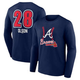 Matt Olson Atlanta Braves Fastball Player Name & Number Long Sleeve T-Shirt Navy