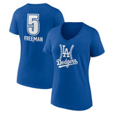 Freddie Freeman Los Angeles Dodgers Women's Fastball Player Name & Number V-Neck T-Shirt Royal