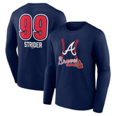 Spencer Strider Atlanta Braves Fastball Player Name & Number Long Sleeve T-Shirt Navy