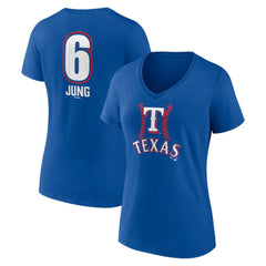 Josh Jung Texas Rangers Women's Fastball Player Name & Number V-Neck T-Shirt Royal