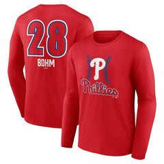 Alec Bohm Philadelphia Phillies Fastball Player Name & Number Long Sleeve T-Shirt Red
