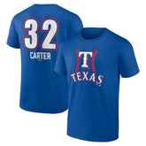 Evan Carter Texas Rangers Fastball Player Name & Number T-Shirt Royal