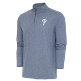 Philadelphia Phillies Antigua Hunk Quarter-Zip Top Heather Navy