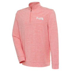 Atlanta Braves Antigua Bright Quarter-Zip Pullover Top Coral