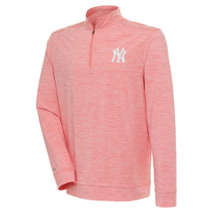 New York Yankees Antigua Bright Quarter-Zip Pullover Top Coral
