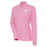 New York Yankees Antigua Women's Mentor Quarter-Zip Pullover Top Pink
