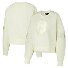 Cleveland Browns Pro Standard Triple Tonal Cropped Fleece Pullover Sweatshirt - Cream cheap