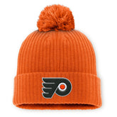 Philadelphia Flyers Fanatics Primary Logo Cuffed Knit Hat with Pom - Orange Hats