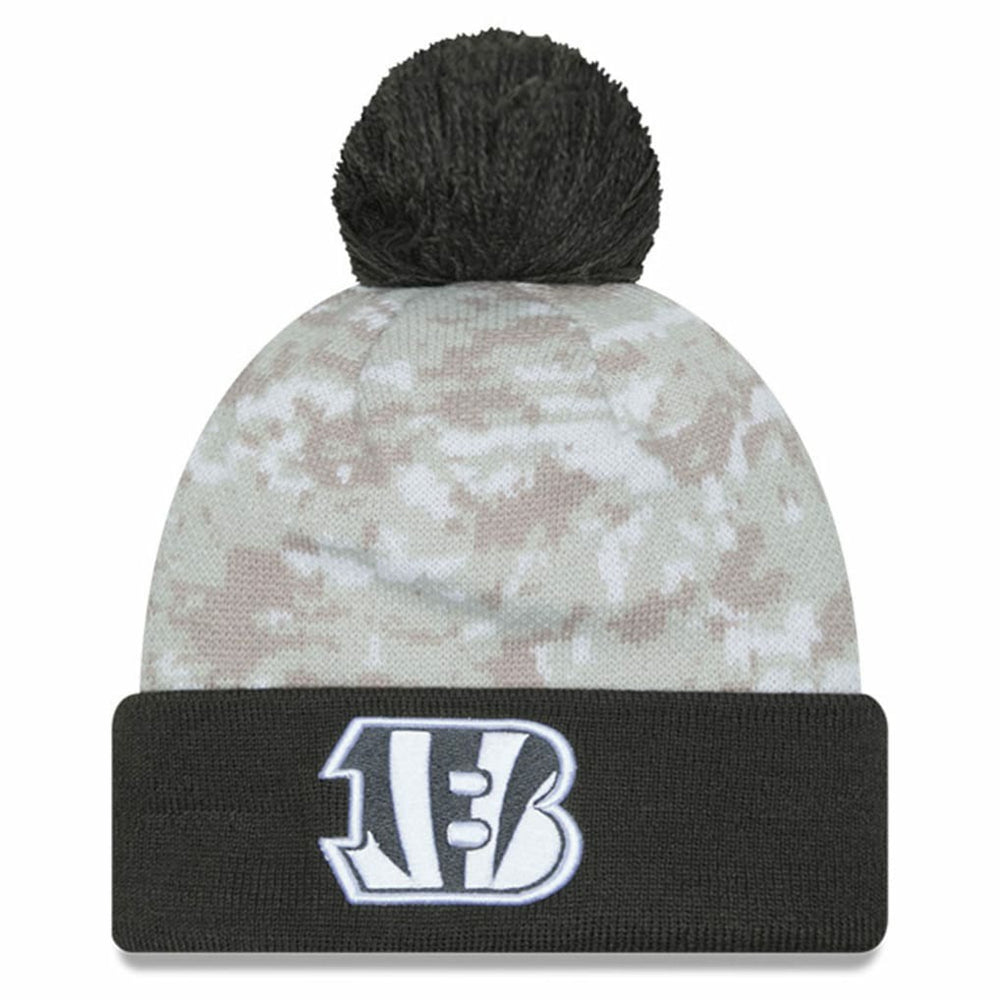 Cincinnati Bengals New Era Youth 2024 Salute To Service Cuffed Pom Knit Hat - White/Graphite sale