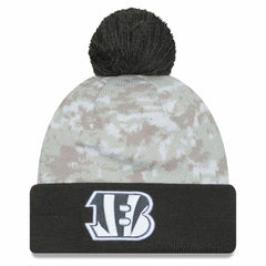 Cincinnati Bengals New Era Youth 2024 Salute To Service Cuffed Pom Knit Hat - White/Graphite sale