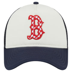 Boston Red Sox Checkered Flag A-Frame Trucker 9FORTY Adjustable Hat White/Navy