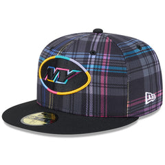 New York Jets New Era 2024 NFL Crucial Catch Plaid 59FIFTY Fitted Hat - Black on sale
