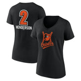 Gunnar Henderson Baltimore Orioles Women's Fastball Player Name & Number V-Neck T-Shirt Black