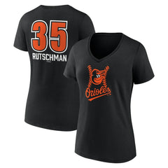 Adley Rutschman Baltimore Orioles Women's Fastball Player Name & Number V-Neck T-Shirt Black