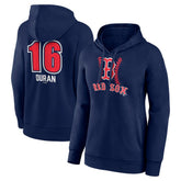 Jarren Duran Boston Red Sox Women's Fastball Player Name & Number Pullover Hoodie Navy
