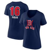 Jarren Duran Boston Red Sox Women's Fastball Player Name & Number V-Neck T-Shirt Navy