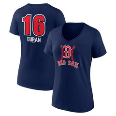Jarren Duran Boston Red Sox Women's Fastball Player Name & Number V-Neck T-Shirt Navy