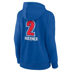 Nico Hoerner Chicago Cubs Women's Fastball Player Name & Number Pullover Hoodie Royal