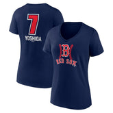 Masataka Yoshida Boston Red Sox Women's Fastball Player Name & Number V-Neck T-Shirt Navy