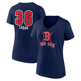 Triston Casas Boston Red Sox Women's Fastball Player Name & Number V-Neck T-Shirt Navy